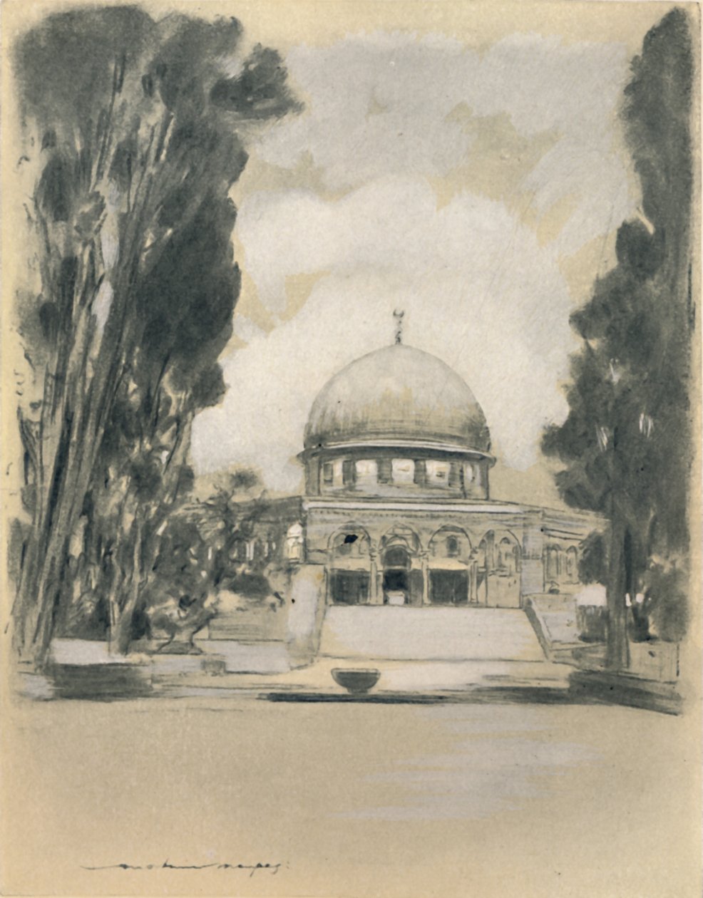 उमर की मस्जिद, जेरूसलम, 1903 द्वारा मोर्टिमर लुडिंगटन मेनपेस