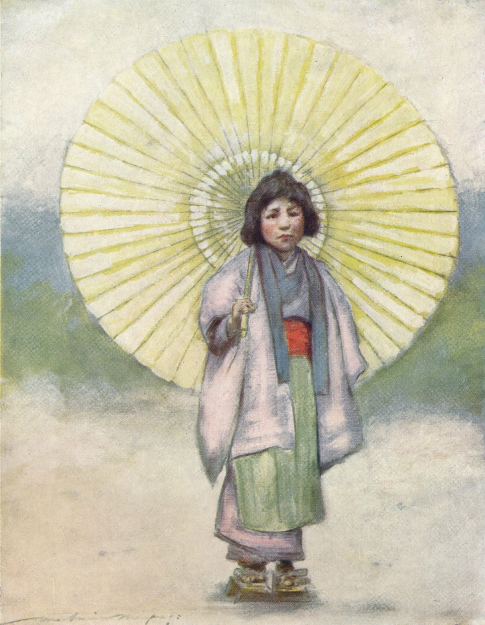 द चाइल्ड एंड द अम्ब्रेला, c1887, 1901 द्वारा मोर्टिमर लुडिंगटन मेनपेस