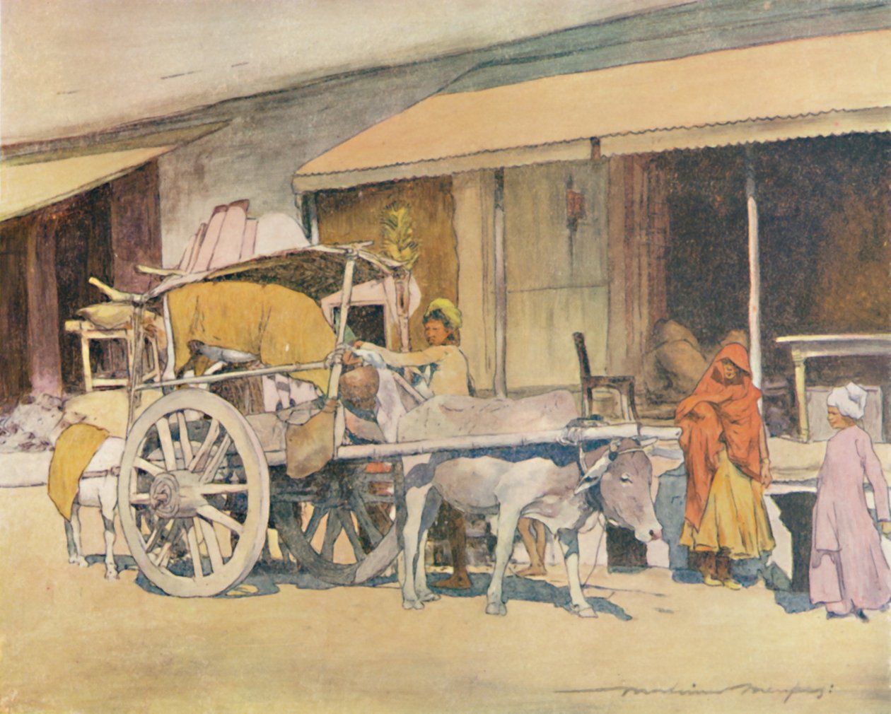 एक बैलगाड़ी, अजमेर, 1905 द्वारा मोर्टिमर लुडिंगटन मेनप्स