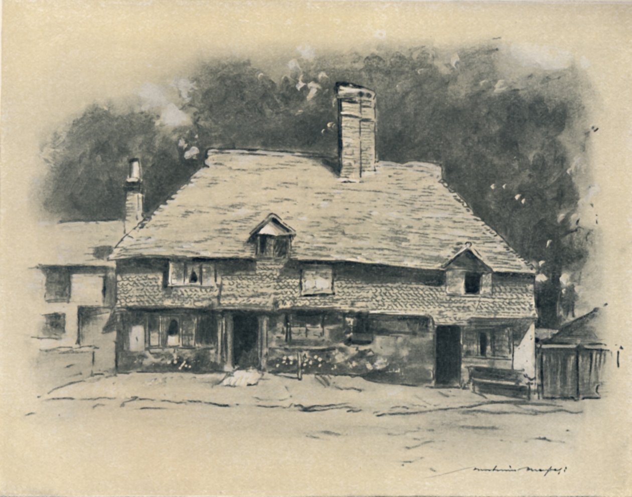 ए कॉटेज इन सरे, 1903 द्वारा मोर्टिमर लुडिंगटन मेनप्स