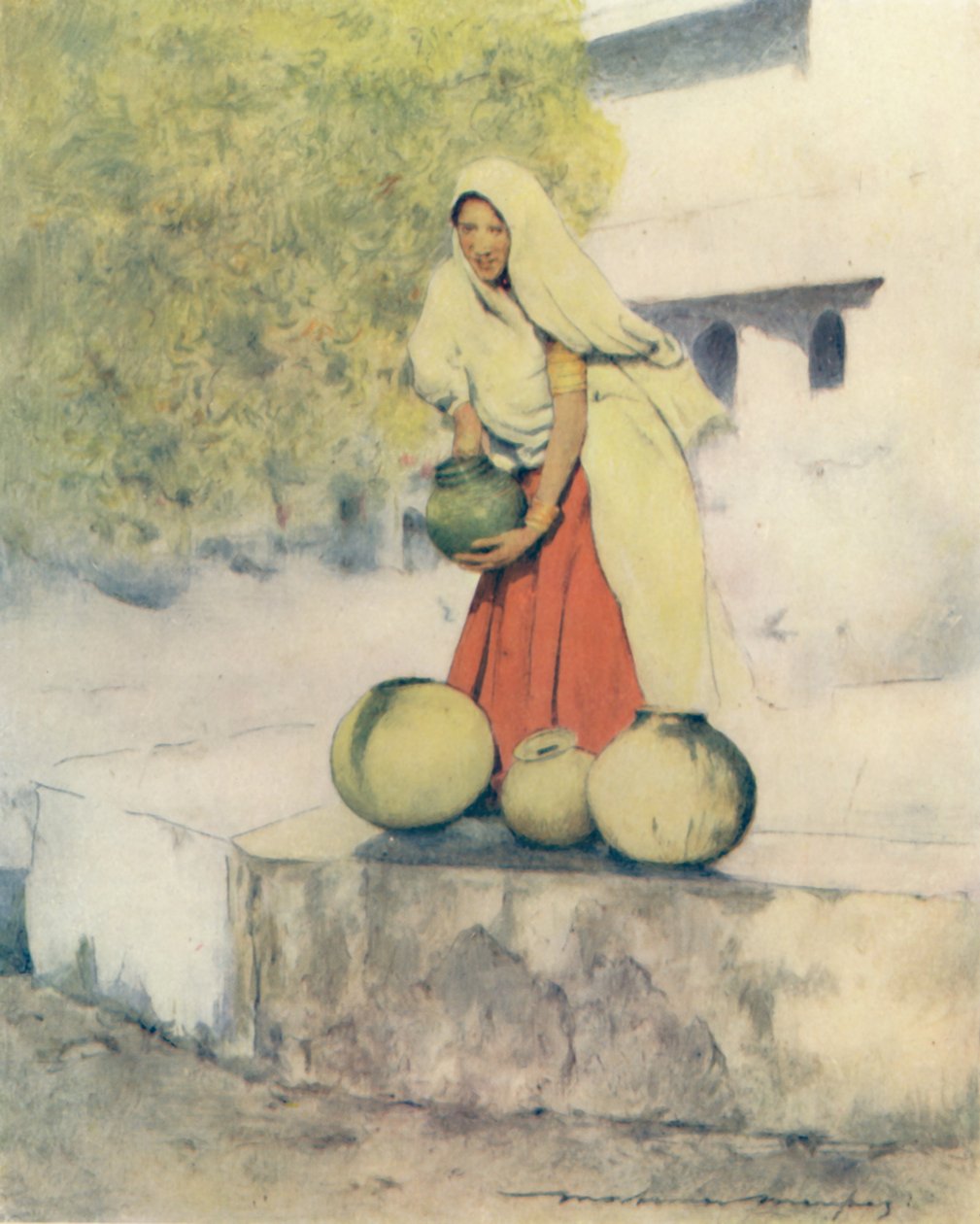 ए वूमन एट द वेल, जेयपोर, 1905 द्वारा मोर्टिमर लुडिंगटन मेनप्स