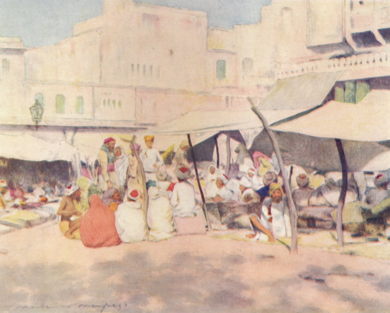 मार्केट-प्लेस, जेपोर में, 1905 द्वारा मोर्टिमर लुडिंगटन मेनप्स