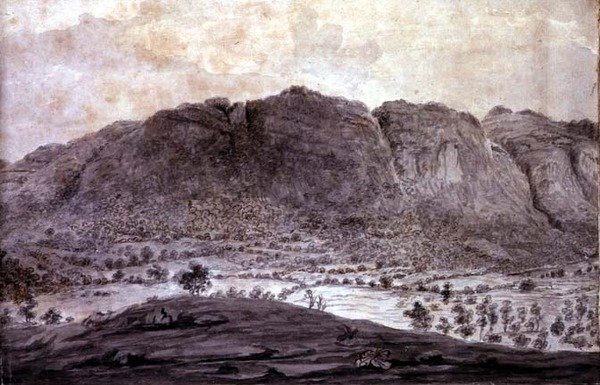 डेरवेंटवाटर का मनोरम दृश्य और केसविक की घाटी, पहाड़ों का विवरण, c.1772 (कागज पर पेंसिल और वॉश) (देखें 92086-90) द्वारा मूसा (attr। To) ग्रिफ़िथ