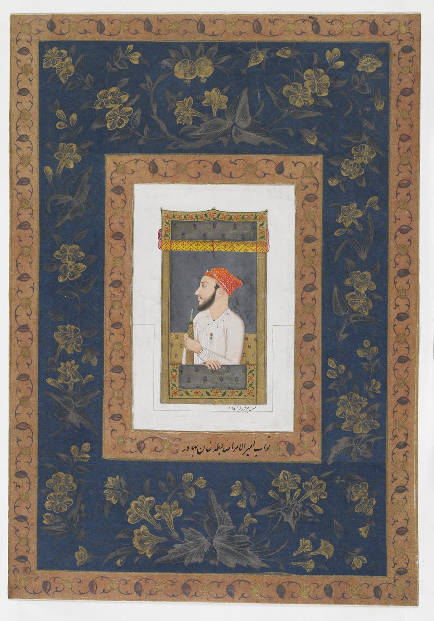 नवाब अमीर अल-उमारा ज़बिता खान, पेंटिंग के साथ एल्बम फोलियो को अलग कर दिया, c.1770 द्वारा मुगल स्कूल