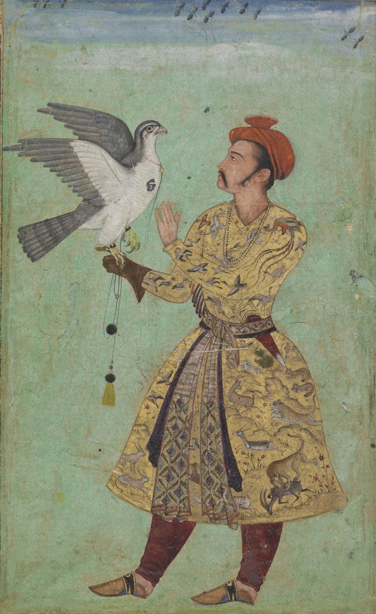प्रिंस विथ ए फाल्कन, c.1600-5 द्वारा मुगल स्कूल