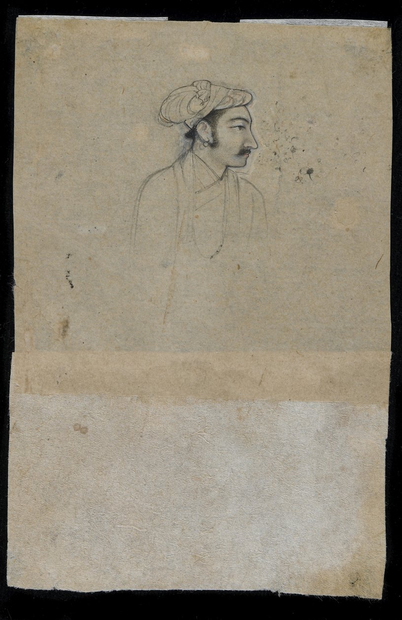 सुल्तान खुर्रम (शाहजहाँ), c.1615 (कागज पर स्याही) द्वारा मुगल स्कूल