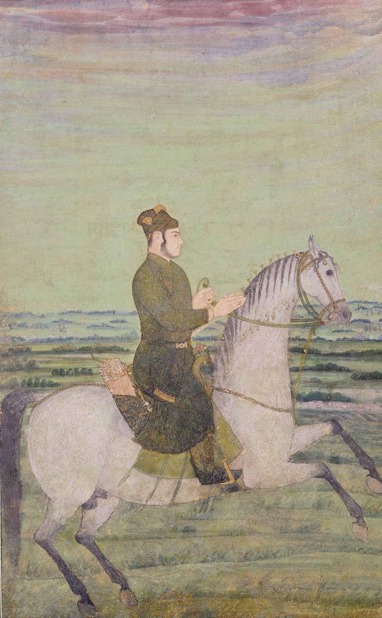 घोड़े की पीठ पर एक मुगल नोबल, c.1700 द्वारा मुगल स्कूल