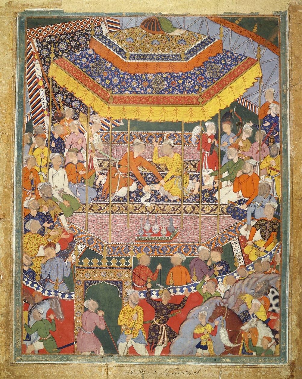 अलमशाह ने कुबद के साथ बातचीत की, हमजा नामा से चित्रण, c.1555-57 (कपास पर बॉडी कलर) द्वारा मुगल स्कूल