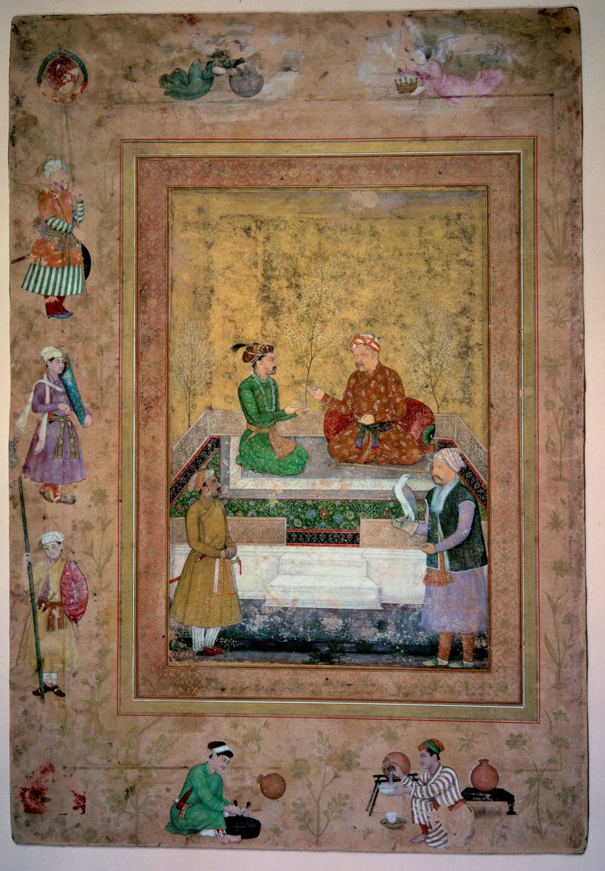 कला भारत: अकबर (1542-1605) और उसका पुत्र जहाँगीर (1569-1627)। कागज पर गौचे 0.213 x 0.141 मी। मंगोलियाई स्कूल द्वारा मुगल स्कूल