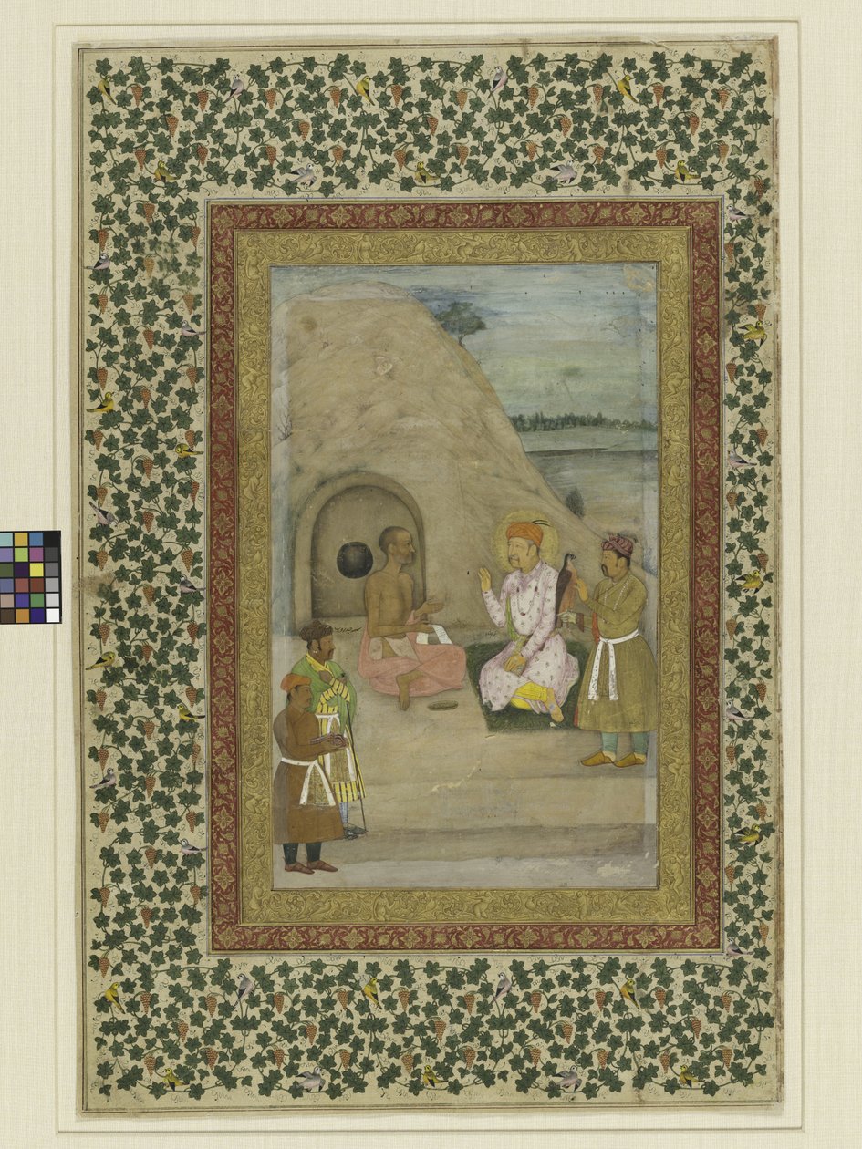 बादशाह अकबर और गोसाई जैड्रुप, सेंट पीटर्सबर्ग मुराक़ा से फोलियो, c.1625-30 द्वारा मुगल स्कूल