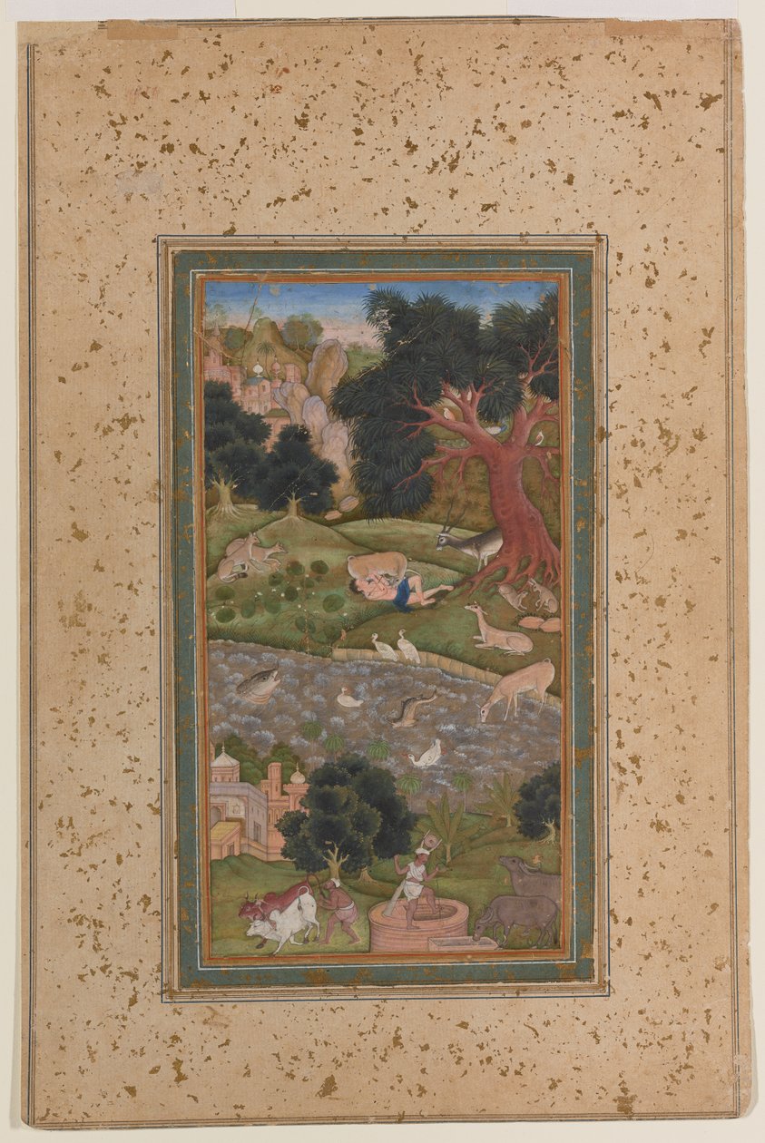 जंगल में मजनूं, c.1600 (कागज पर अपारदर्शी जल रंग) द्वारा मुगल स्कूल