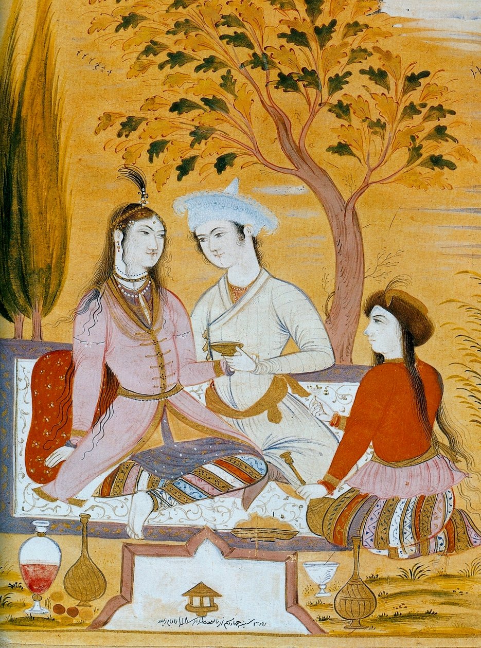कामुक युगल और एक नौकर, 1696। द्वारा मु'इन मुसाविरि