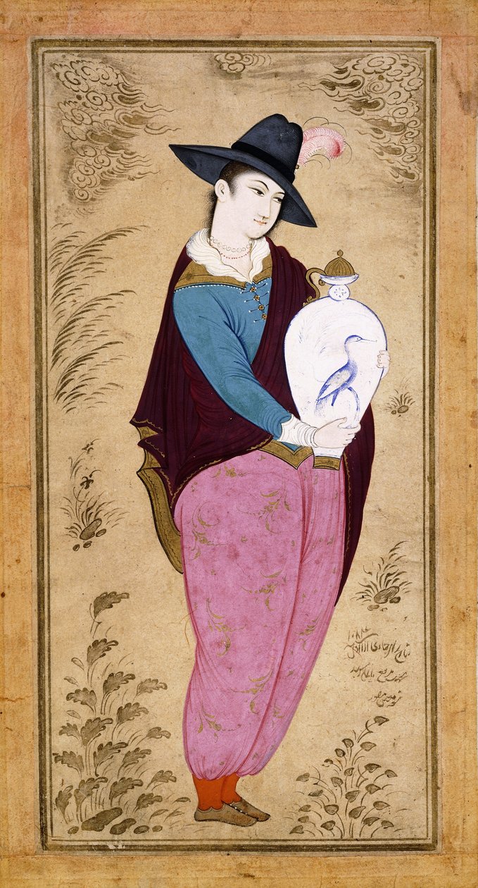 एक यूरोपीय युवा का चित्रण, 1673 द्वारा मुिन मुसव्विर
