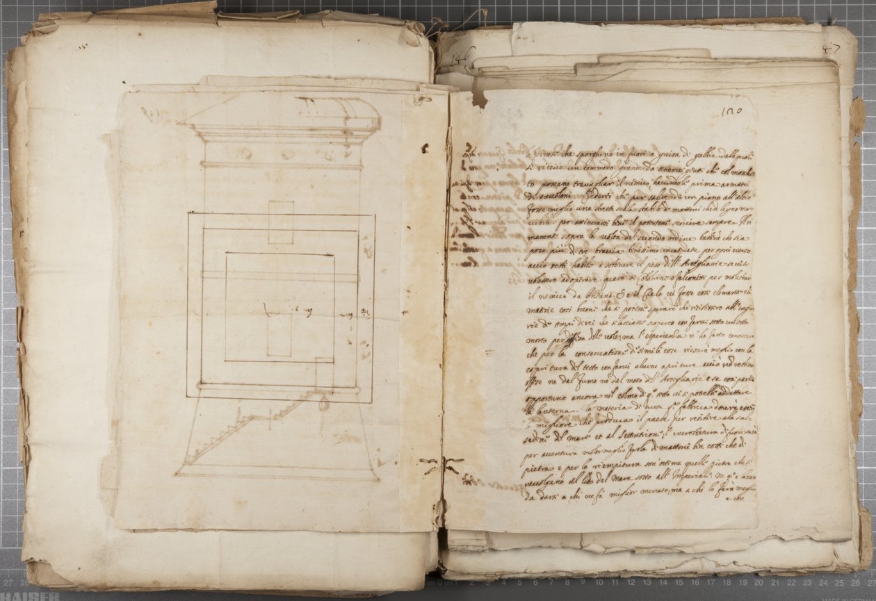 उरबिनो और अन्य के म्यूटियो ओड्डी द्वारा चित्र का पोर्टफोलियो, p120, c.1635-40 (बाध्य मात्रा में कागज पर कलम और स्याही) द्वारा मुजियो ओड्डी
