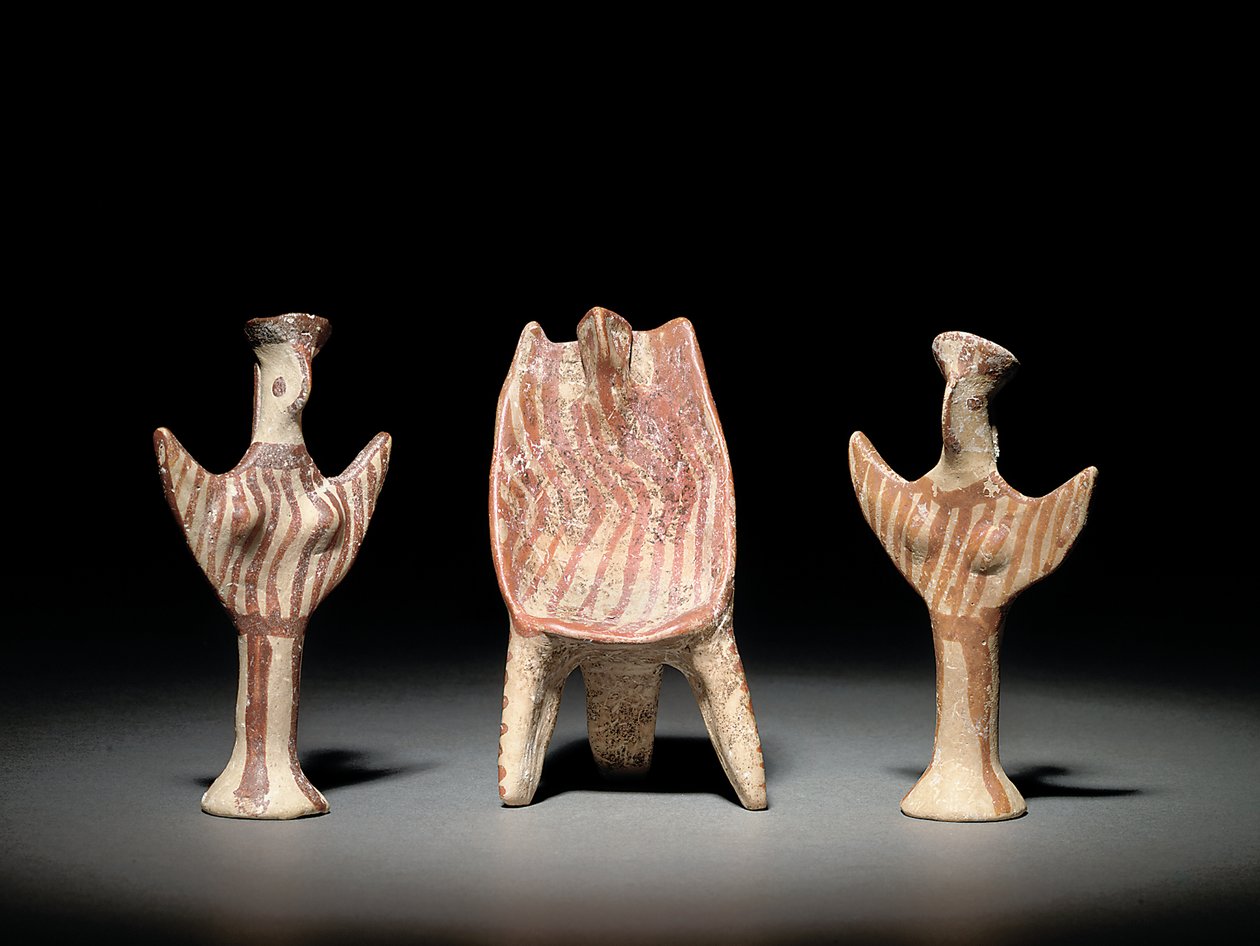 साई फिगर, सिटिंग फिगर वाला सिंहासन, और साई फिगर, c.1300-1200 BC (टेराकोटा) द्वारा Mycenaean
