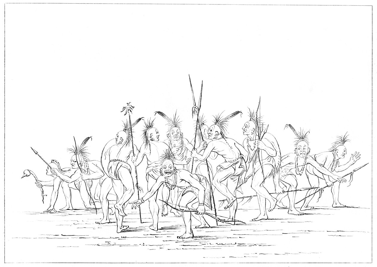 डिस्कवरी डांस, सैक एंड फॉक्स, रॉक आइलैंड, अपर मिसिसिपी, 1841। द्वारा मायर्स एंड को