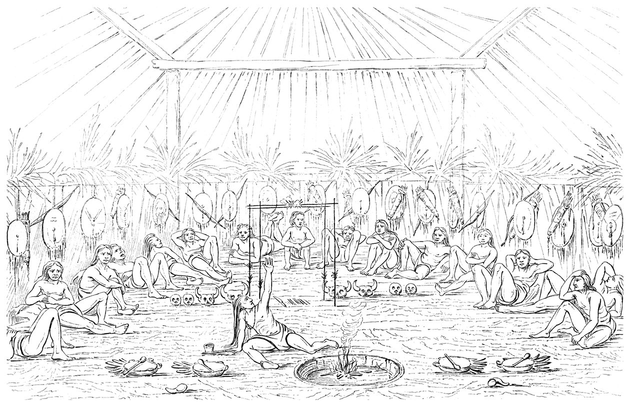 मेडिसिन मैन और टीपी इंटीरियर, 1841। द्वारा मायर्स एंड को
