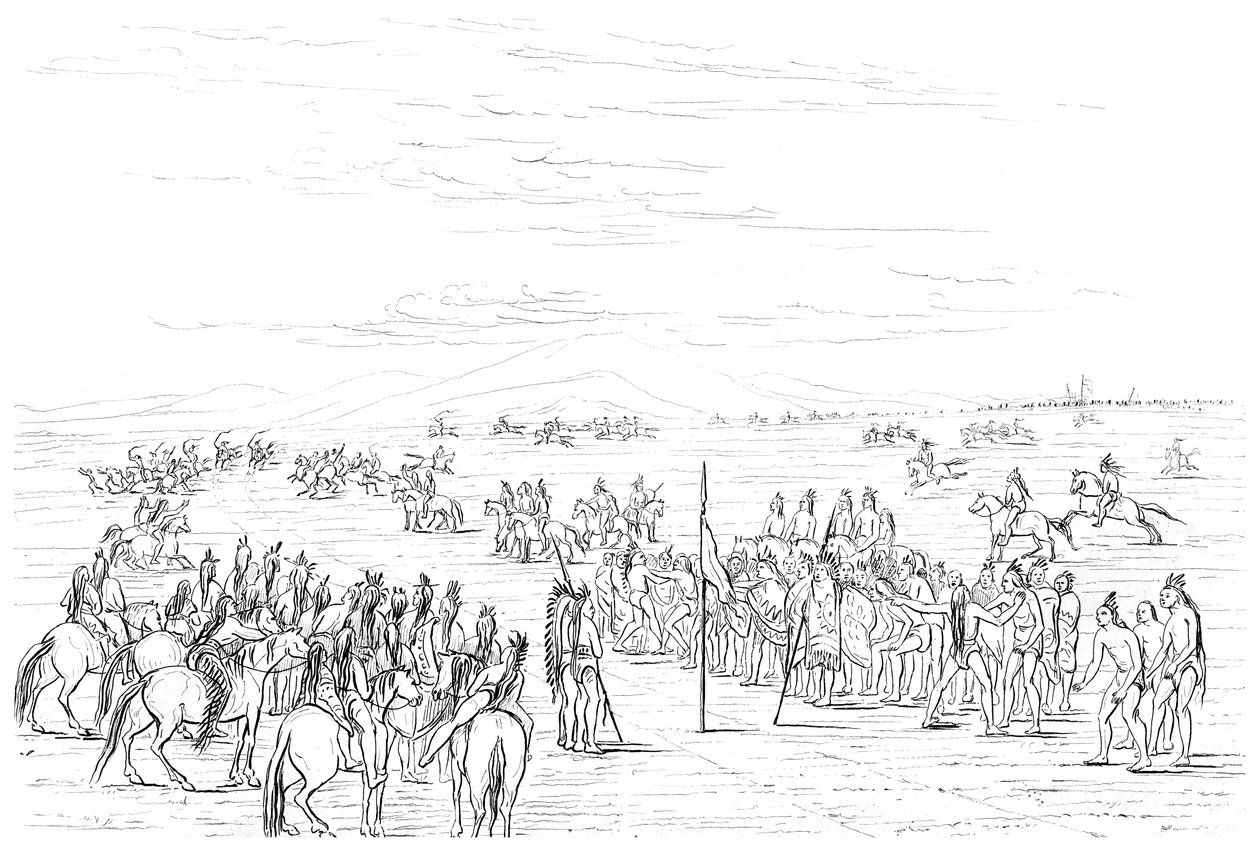 मूल अमेरिकी घोड़े की दौड़, 1841। द्वारा मायर्स एंड को