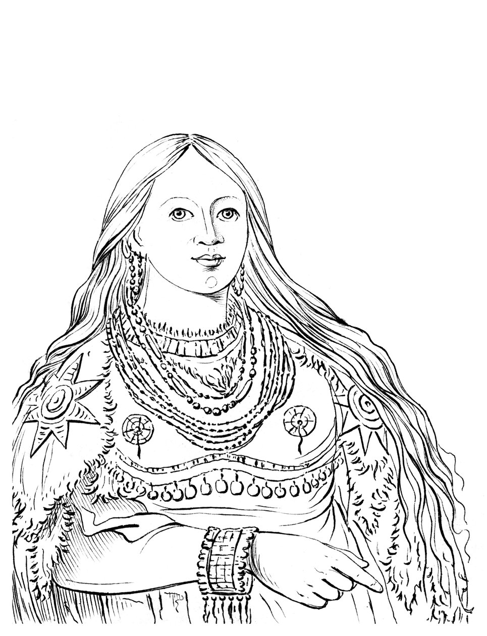 पोर्ट ऑफ मिंक, मूल अमेरिकी महिला, 1841। द्वारा मायर्स एंड को