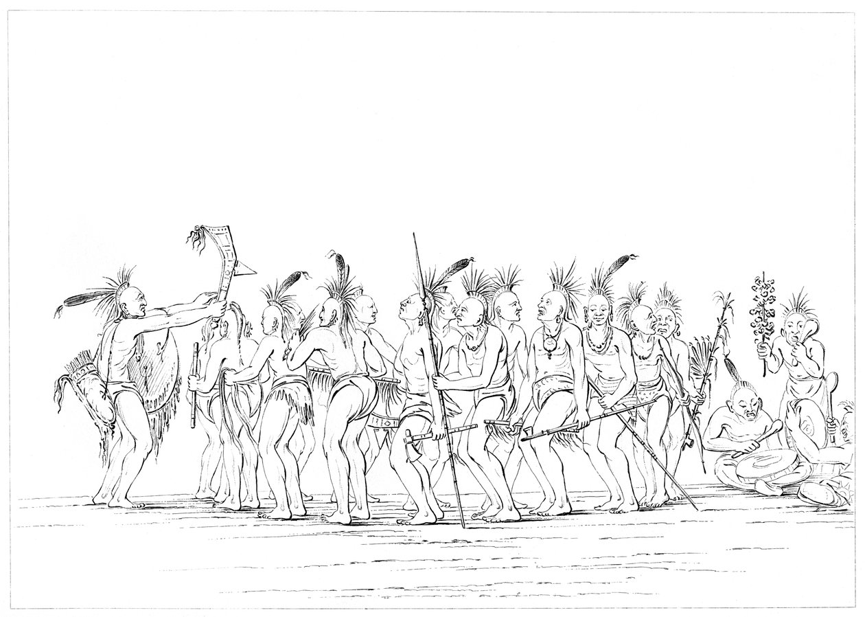 दास नृत्य, सैक एंड फॉक्स, रॉक आइलैंड, अपर मिसिसिपी, 1841। द्वारा मायर्स एंड को