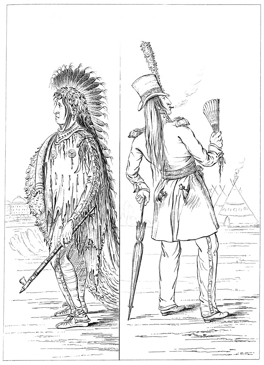 वाई-जून-जॉन मूल पोशाक में और रेजिमेंटल वर्दी में, 1841। द्वारा मायर्स एंड को