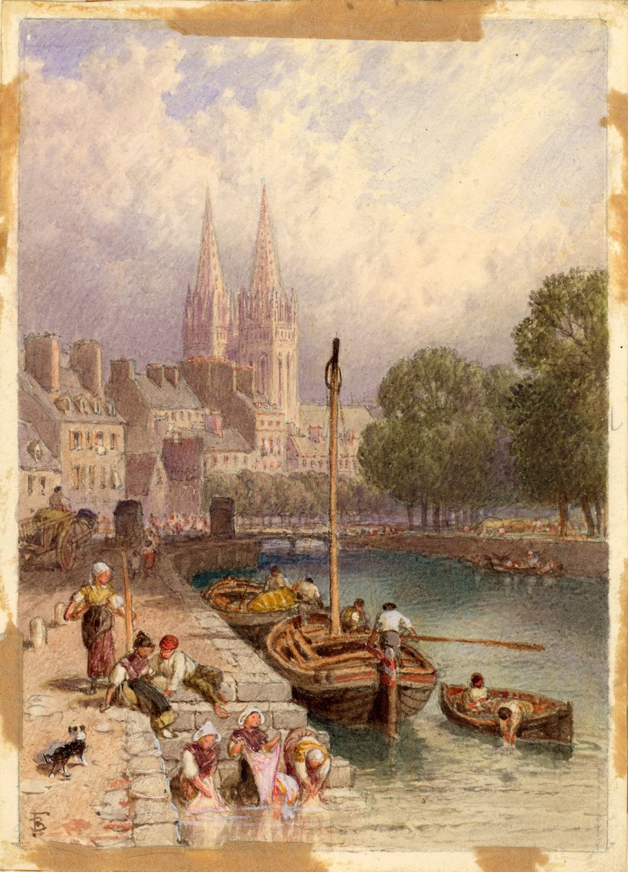 Quimper, ब्रिटनी (कार्ड पर पेंसिल और पानी के रंग का) द्वारा माइल्स बिरकेट फोस्टर
