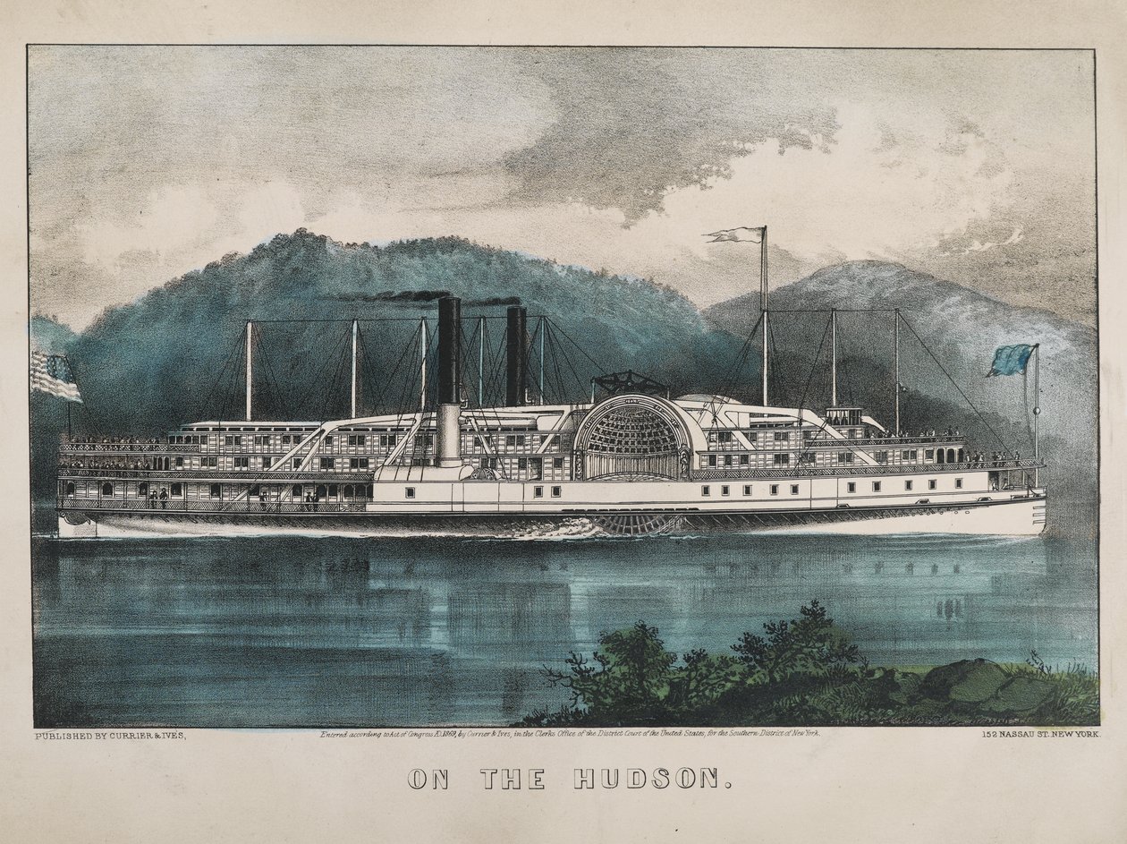 हडसन पर, 1869 (हाथ से रंग का लिथो) द्वारा एन। और इव्स, जेएम क्यूरियर