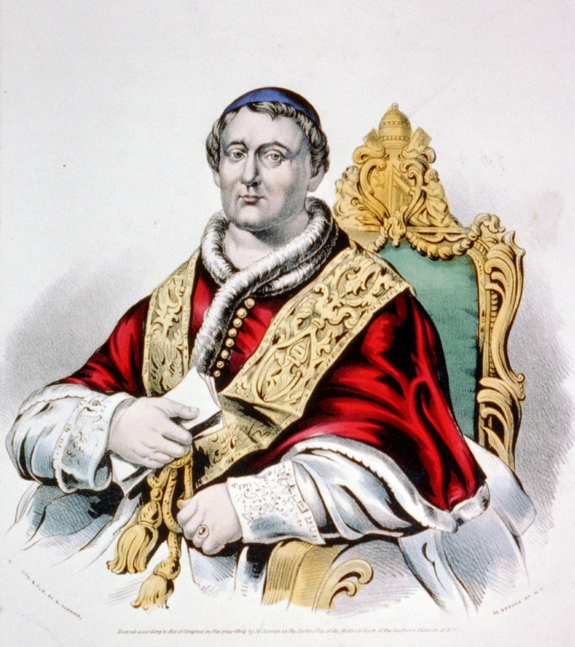 पोप पायस IX, 1846 (हाथ के रंग का लिथो) (हाथ के रंग का लिथोग्राफ) द्वारा एन। और इव्स, जेएम क्यूरियर