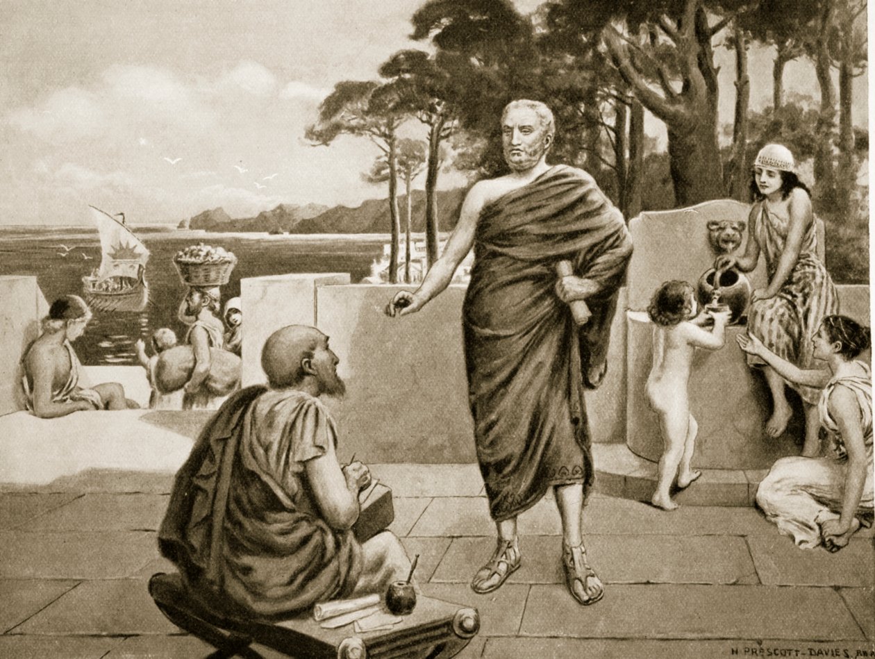 निर्वासन में थूसीडाइड्स, हचिन्सन हिस्ट्री ऑफ द नेशंस, 1915 लिथो से चित्रण द्वारा एन। प्रेस्कॉट डेविस