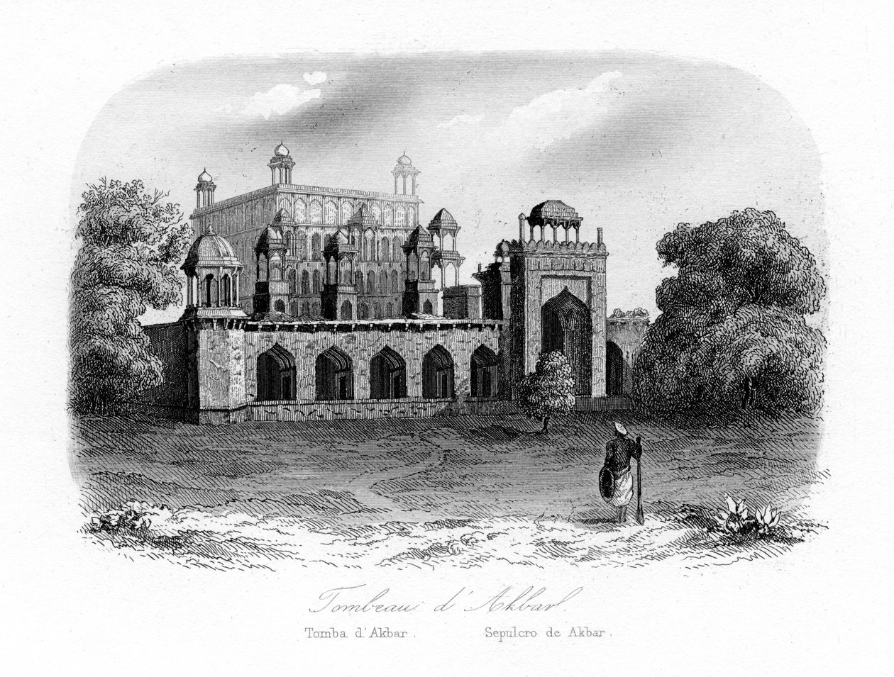 अकबर महान, सिकंदरा, भारत का मकबरा, c1840। द्वारा एन