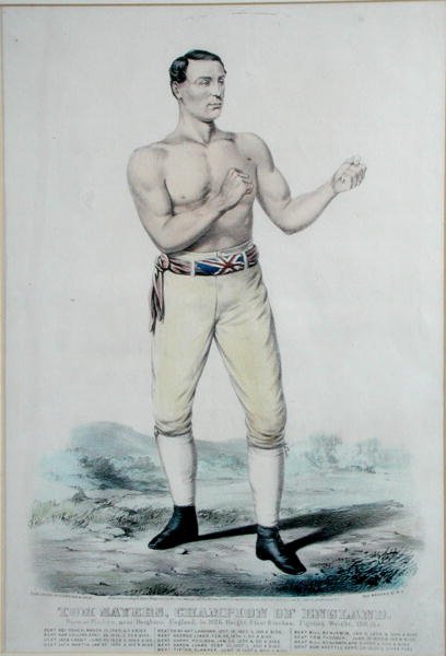 टॉम सेयर्स (1826-65) इंग्लैंड के चैंपियन, 1860 में प्रकाशित (कलर लिथो) द्वारा कैरियर और Ives