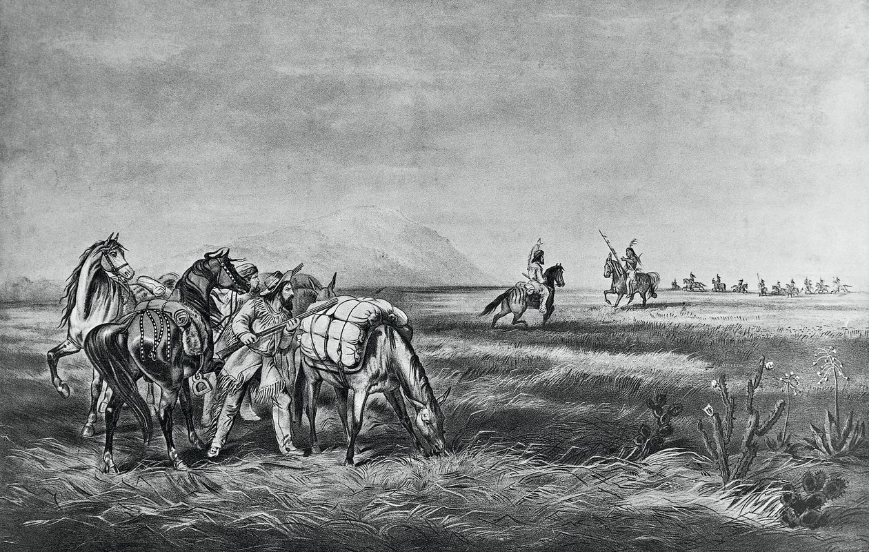 शांति या युद्ध, कॉलिन सिम्किन द्वारा प्रकाशित भारतीयों और सफेद शिकारियों के बीच मुठभेड़ द्वारा कैरियर और Ives