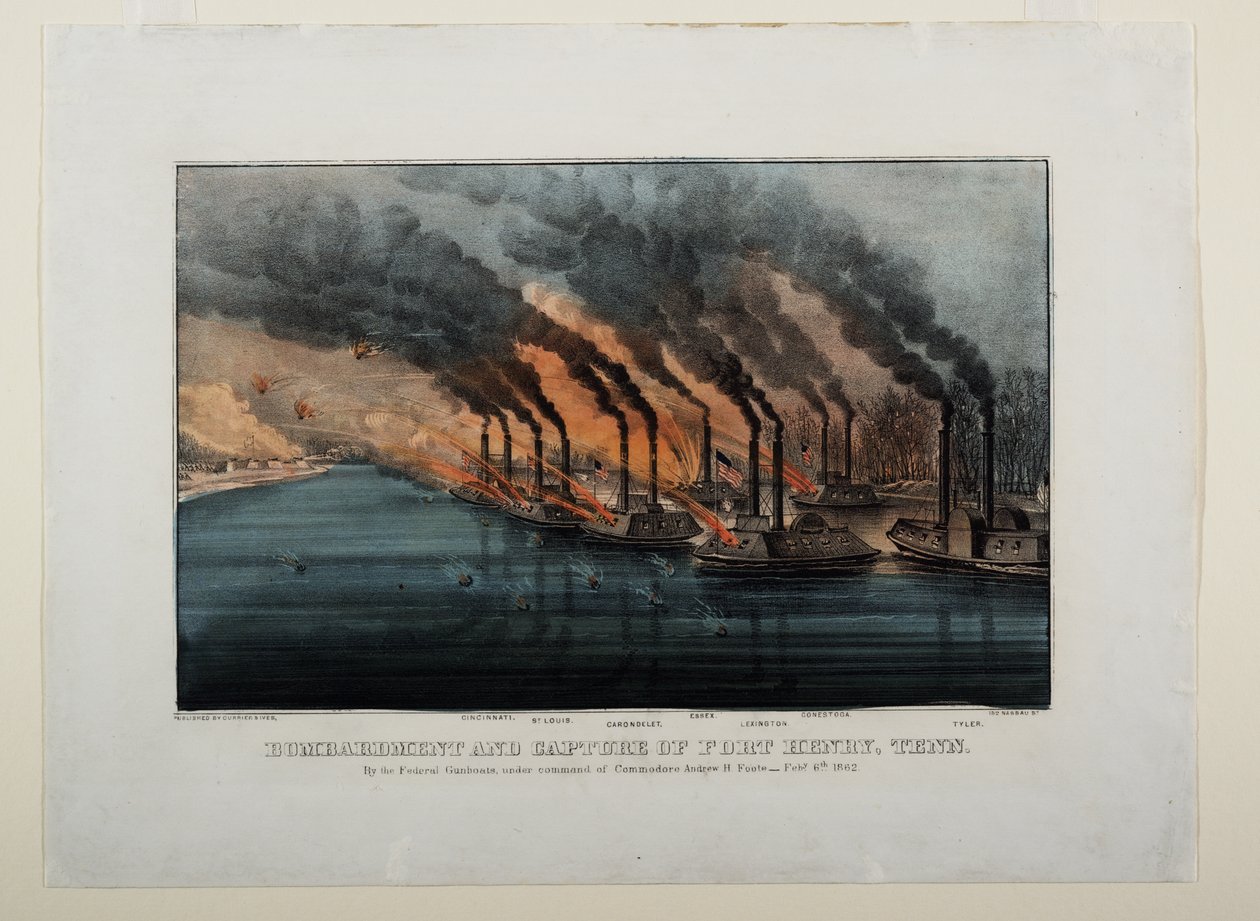 फोर्ट हेनरी, टेने की बमबारी और कब्जा, c.1862 द्वारा एन। और इव्स, जेएम क्यूरियर