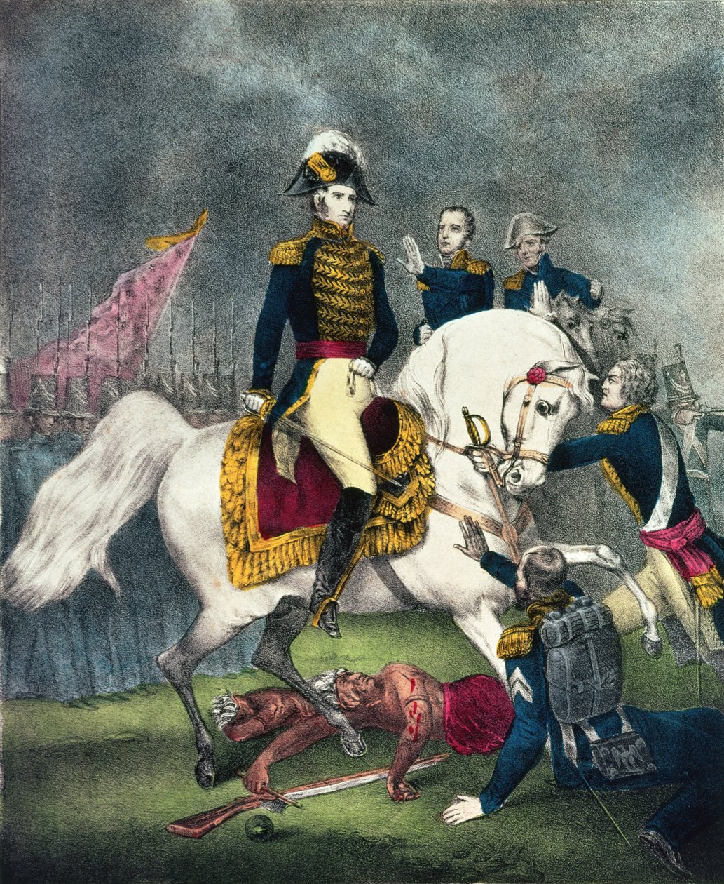 जनरल विलियम एच। हैरिसन (1773-1841) टिप्पेकेनो की लड़ाई में, 1840 द्वारा एन। और इव्स, जेएम क्यूरियर