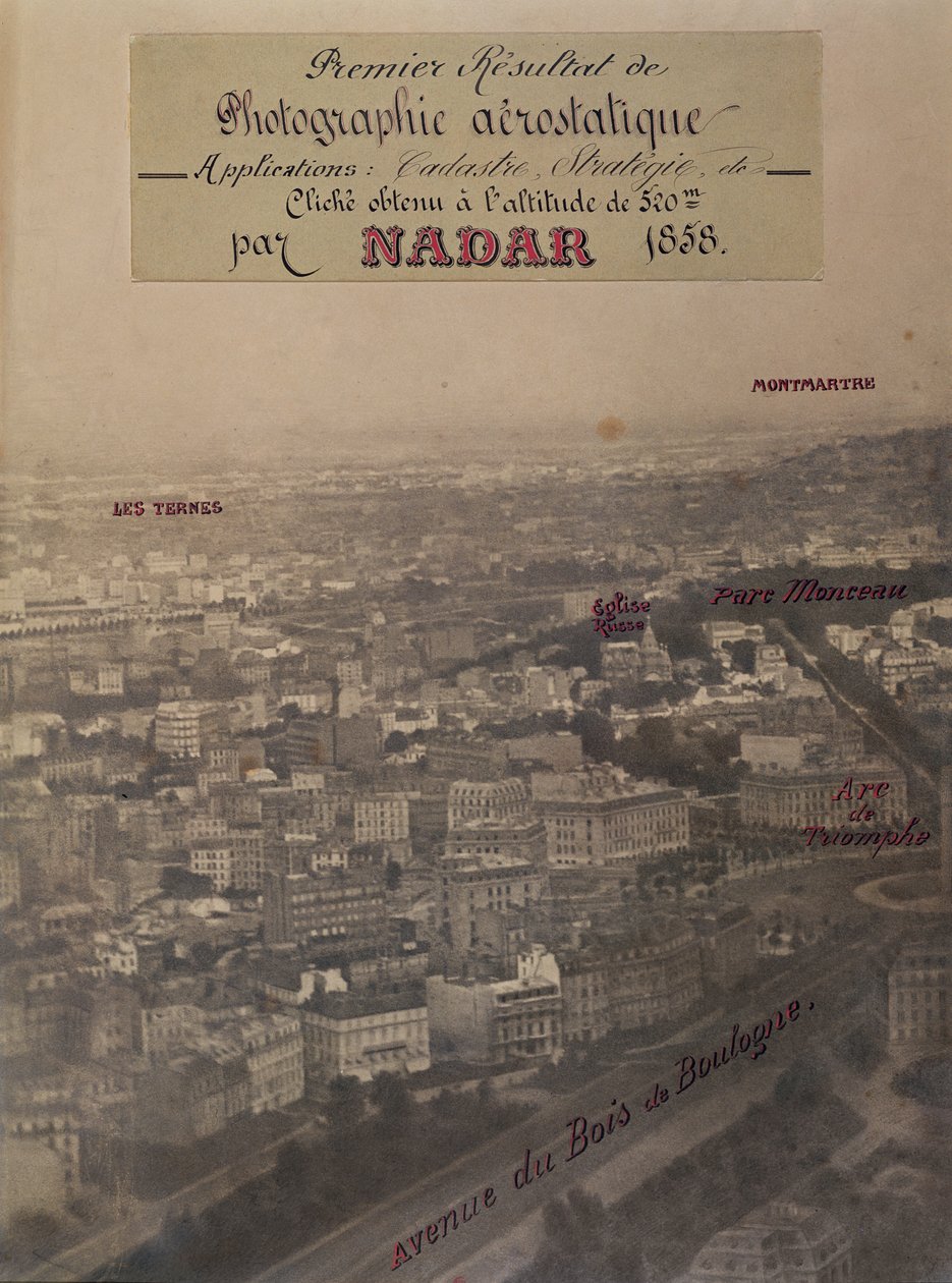 पेरिस का हवाई दृश्य, c.1868 द्वारा नादर