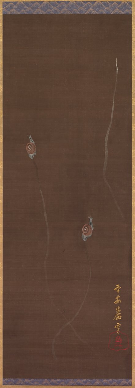 एक दीवार पर घोंघे, 1700s। द्वारा नागासावा रोसेट्सु
