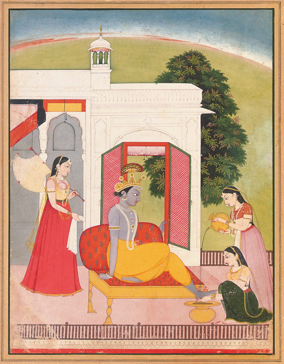 कृष्णा के पैरों को धोया, पंजाब हिल्स, बसोहली, c.1780 द्वारा नानसुख