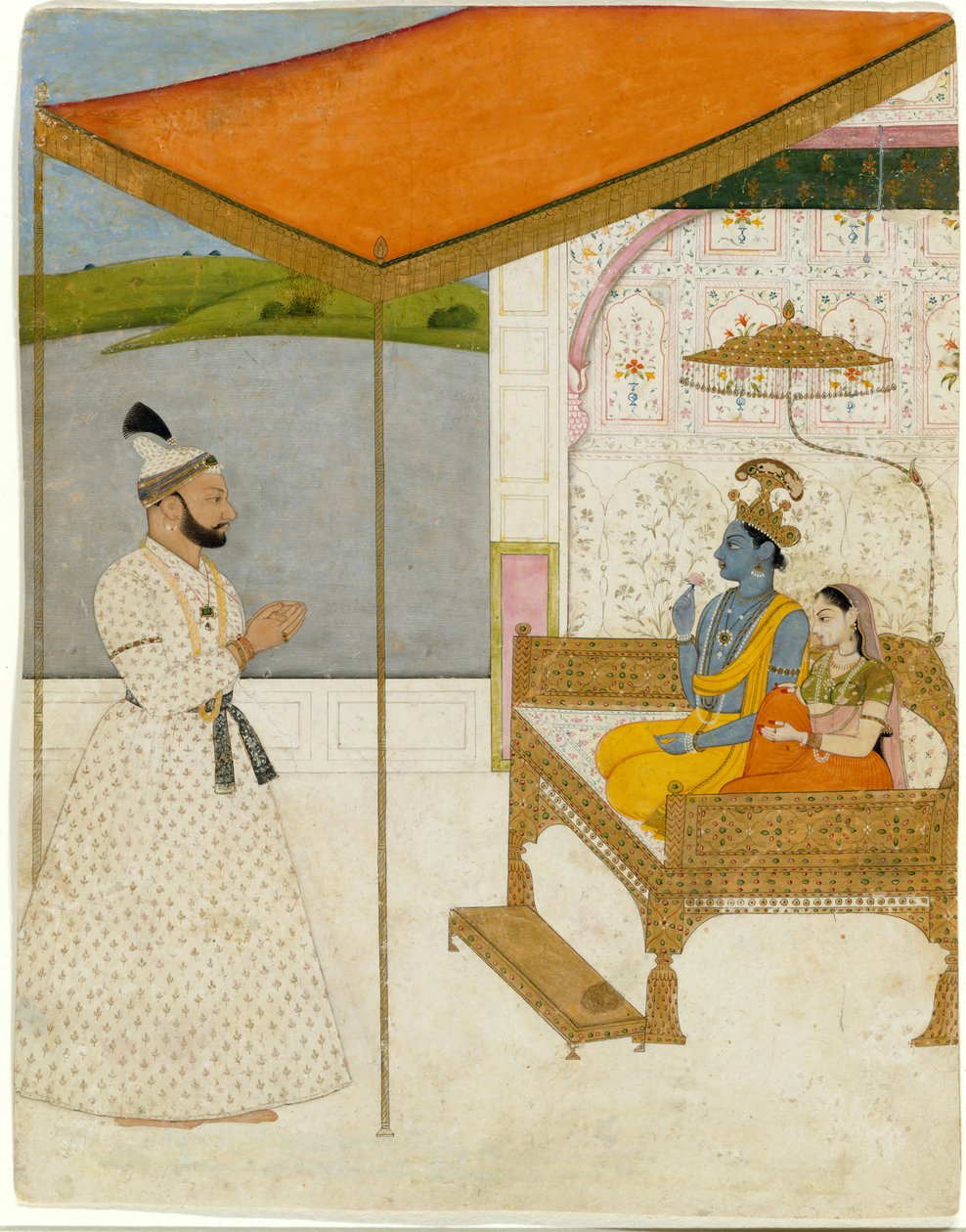 राजा बलवंत सिंह की कृष्ण और राधा की दृष्टि, सीए। 1745-50। द्वारा नानसुख