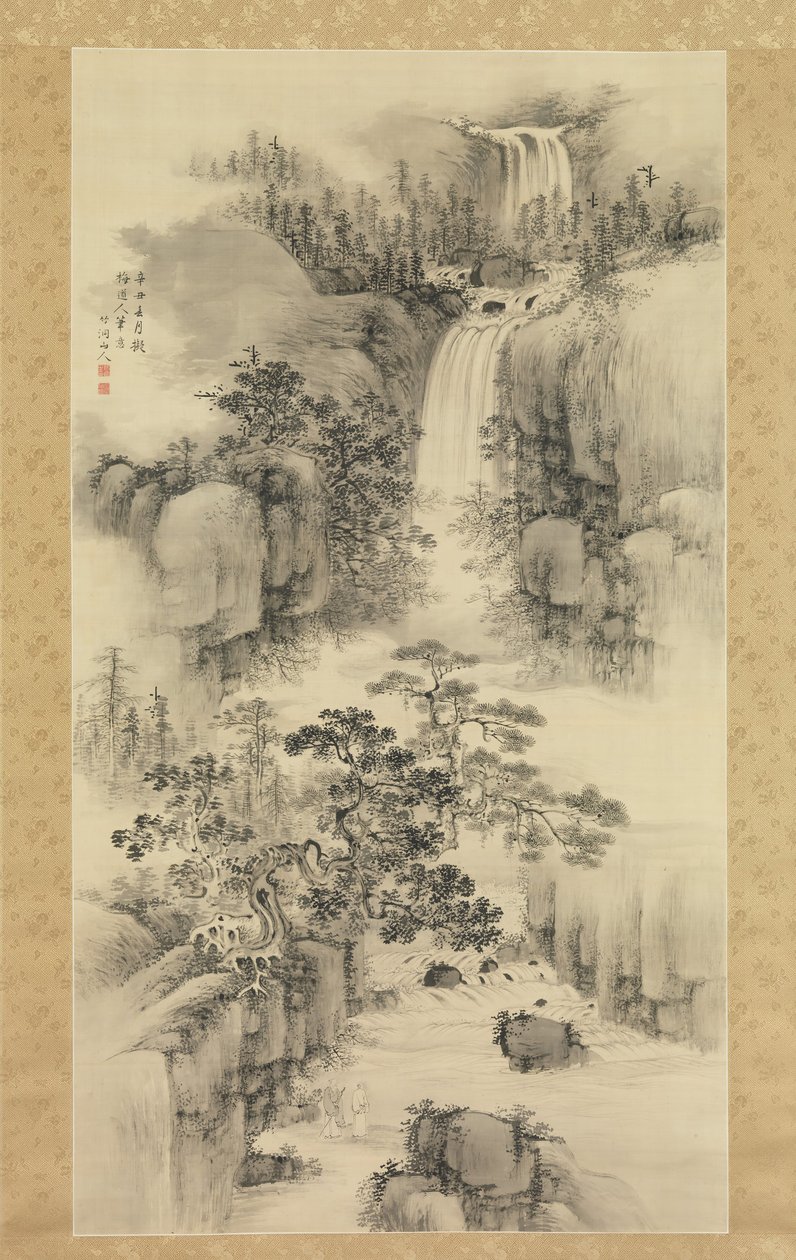 जलप्रपात के साथ लैंडस्केप, 1841। द्वारा नकबायशी चिकुटो