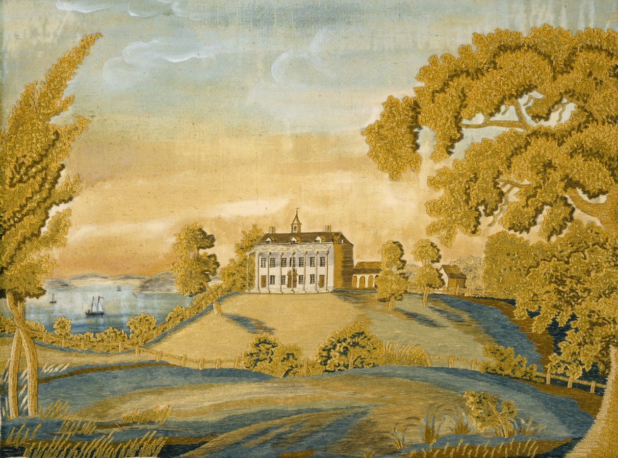 माउंट वर्नोन का दृश्य, सी। 1805-1810 (रेशम और जल रंग) द्वारा नैन्सी एलिस ब्रूस्टर