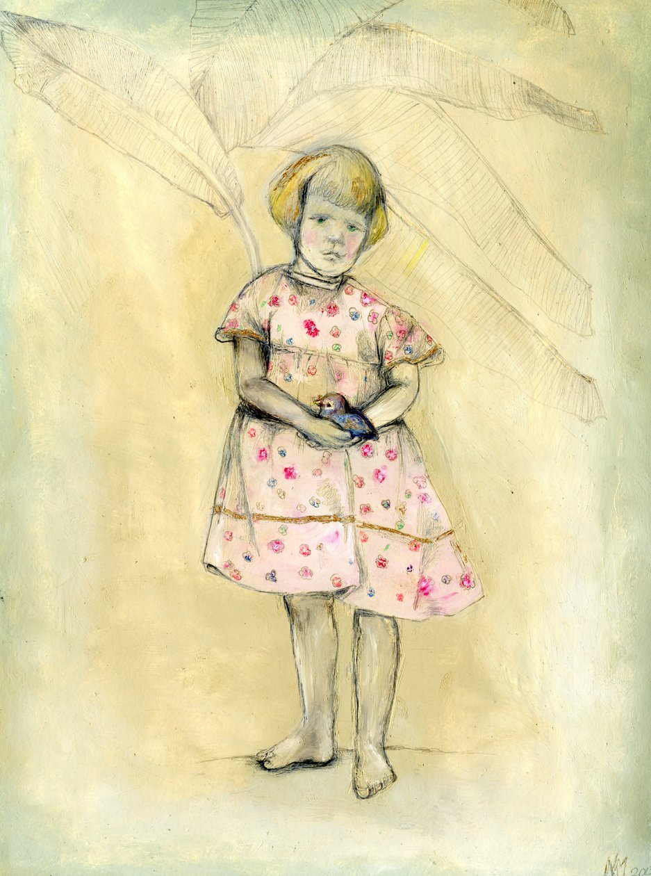 पसरिनाहा, छोटी चिड़िया, 2013, (कार्ड पर तेल) द्वारा नैन्सी मोनिज़ चारलाम्बोस