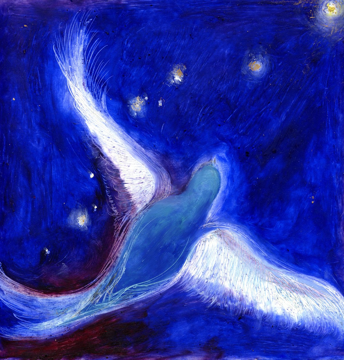 स्टार बर्ड, 2012, (कार्ड पर तेल und गोल्ड लीफ) द्वारा नैन्सी मोनिज़ चारलाम्बोस