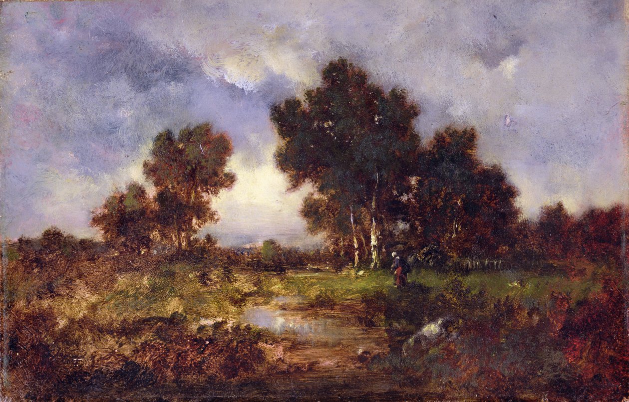 पेड़ और पूल, c.1845 द्वारा नरसिसे वर्जिल डियाज़ दे ला पेना