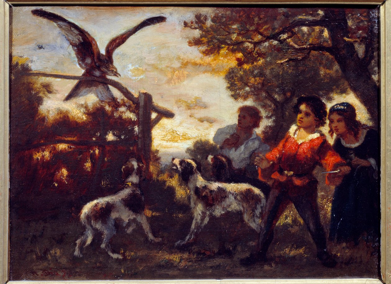 बाज़ बच्चे। डियाज़ डी ला पेना द्वारा चित्रकारी (1807-1876) द्वारा नरसिसे वर्जिल डियाज़ दे ला पेना