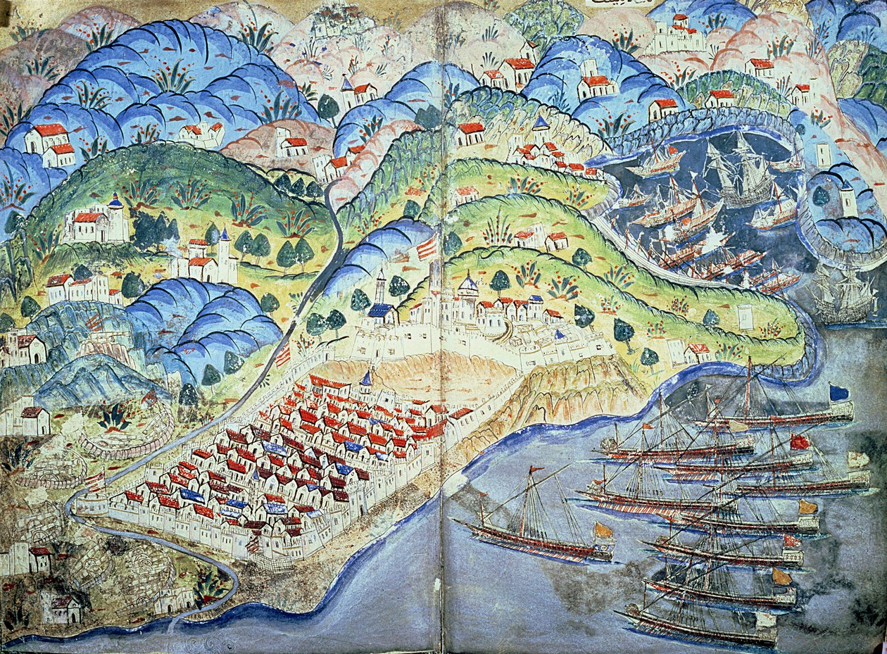 TSM H.1608 नाइस का दृश्य, &39;सुलेमानम&39; (सुलेमान का जीवन) 1545 से द्वारा नसुह अल सिलही