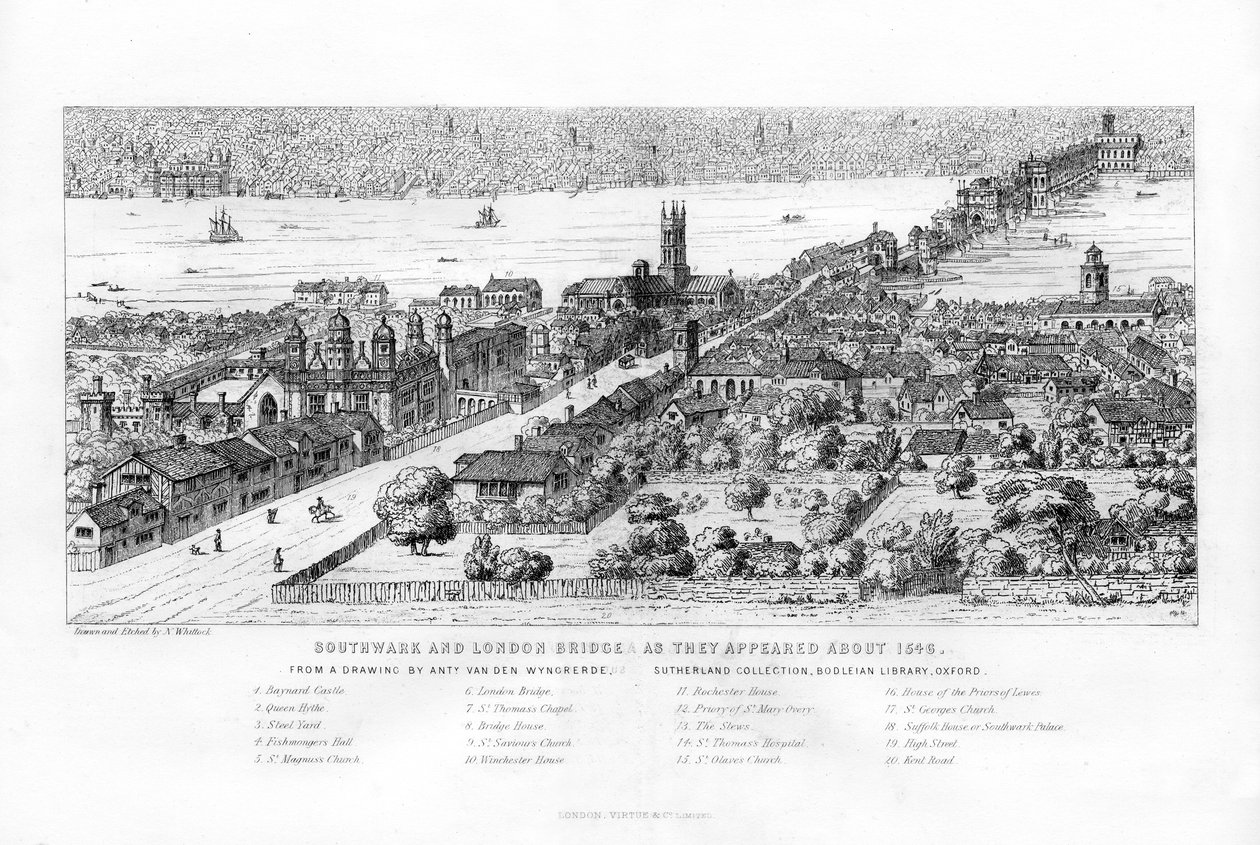 साउथवार्क और लंदन ब्रिज के रूप में वे 1546, सी 1860 में दिखाई दिए। द्वारा नाथनियल व्हिटॉक