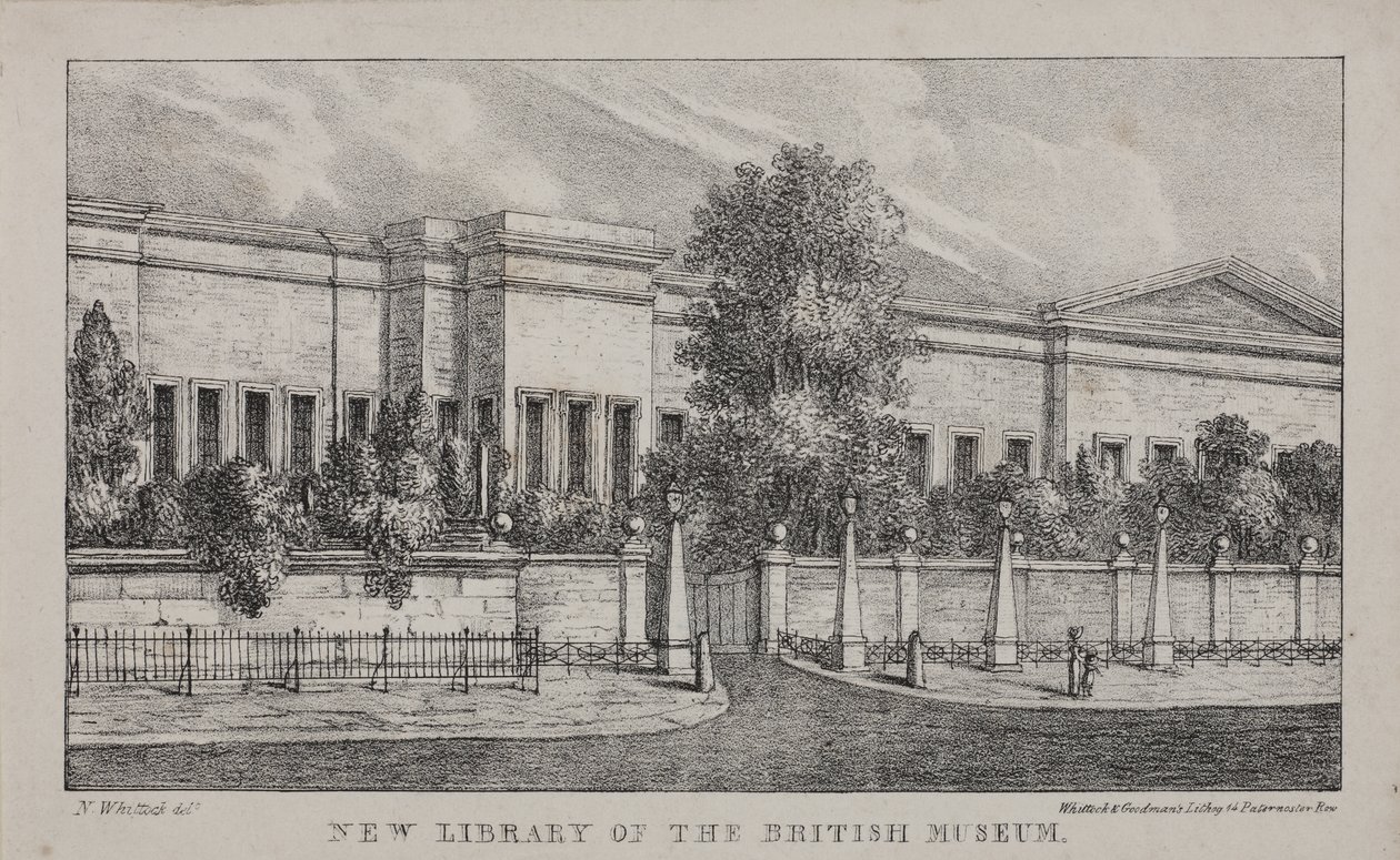ब्रिटिश संग्रहालय में नए पुस्तकालय का दृश्य, c.1830 (लिथो) द्वारा नाथनियल व्हिटॉक