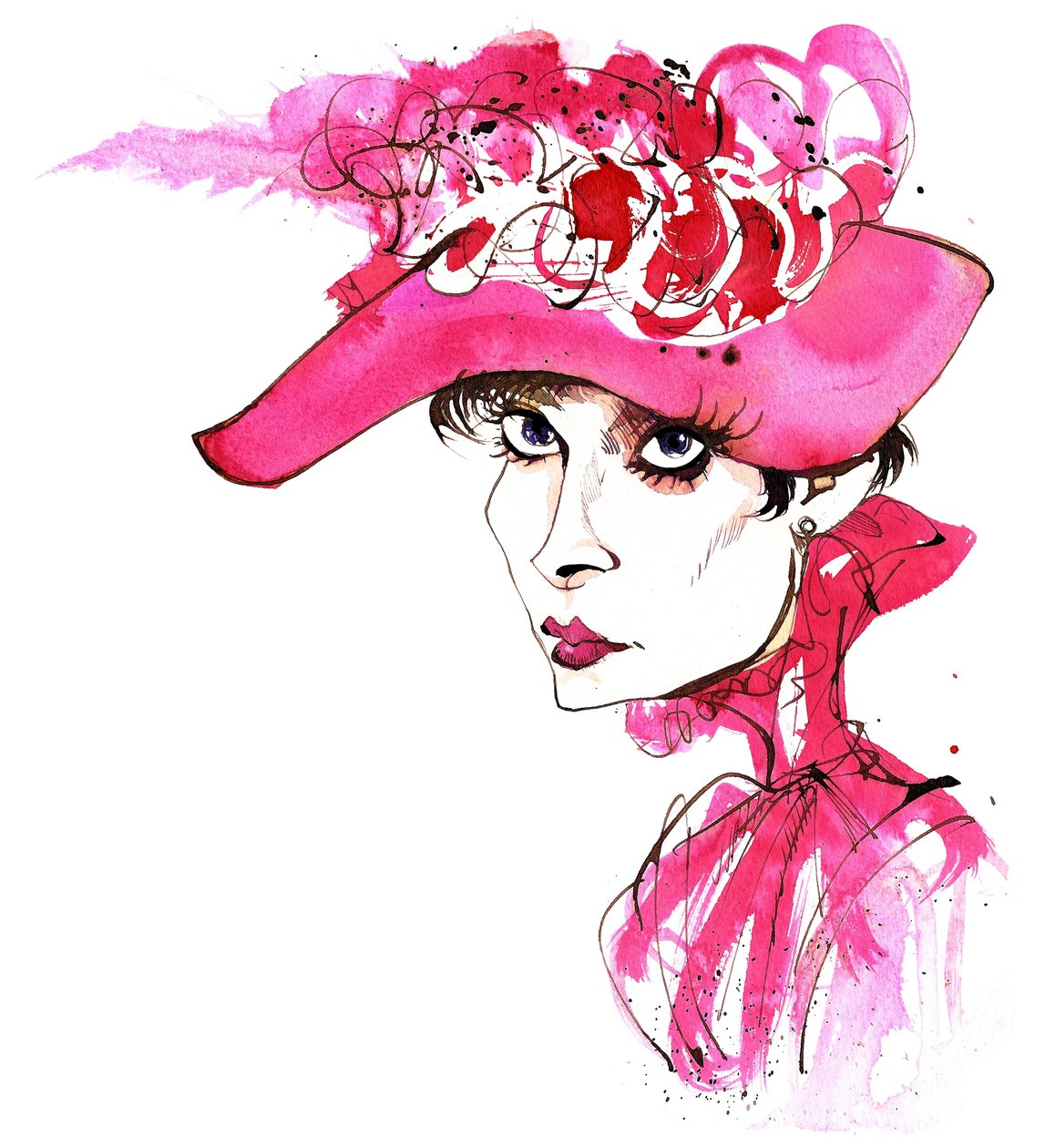 बेल्जियम में जन्मी अभिनेत्री ऑड्रे हेपबर्न (1929-93) का जन्म एडा वान हेमस्त्र; माई फेयर लेडी (जॉर्ज ककोर द्वारा निर्देशित 1964 की फिल्म) से एलिजा डोलबेट के रूप में कैरिकटर्ड कारटूनवाला द्वारा निएले ओसबोर्न