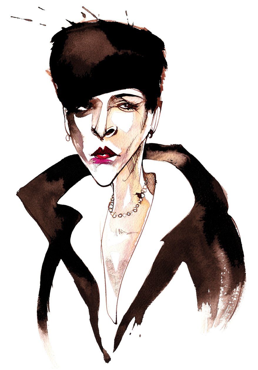 Djuna Barnes, प्रभावशाली आधुनिकतावादी अमेरिकी लेखक और कलाकार; caricatureDB: 12 जून, 1892 - 18 जून, 1982 द्वारा निएले ओसबोर्न