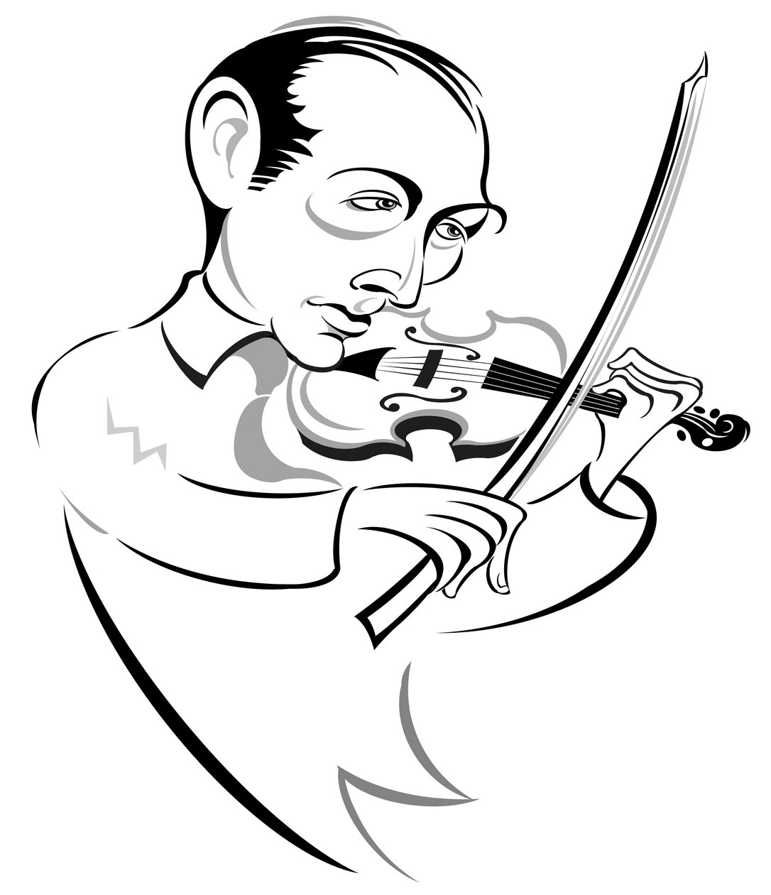 जोसेफ स्ज़ेगी - हंगेरियन वायलिन वादक (1892-1973); शैलीगत कैरिकेचर द्वारा निएले ओसबोर्न